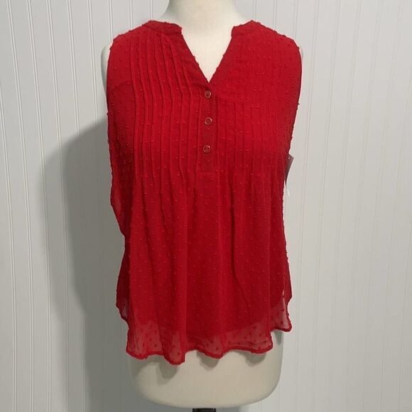 Charter Club Sleeveless Button Blouse Barn Red XS - Picture 13 of 13